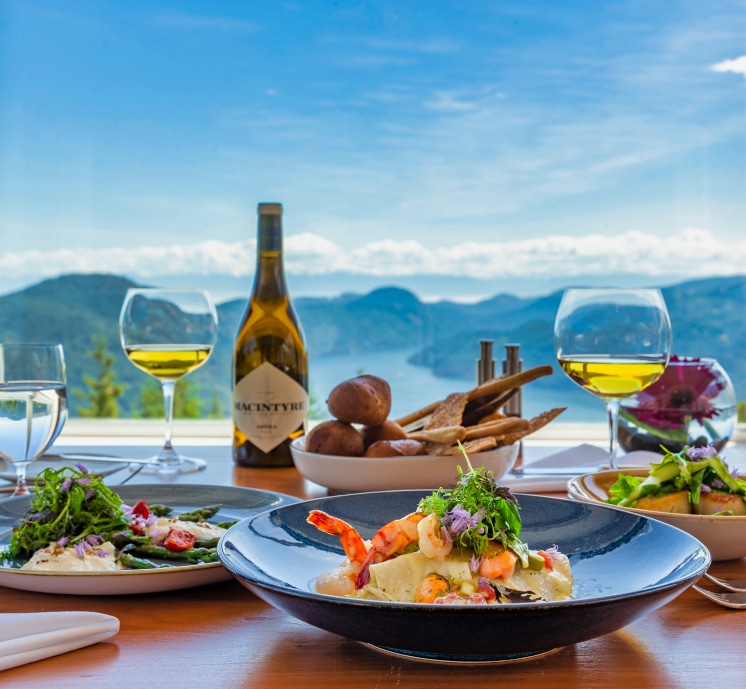 Dining, view, wine