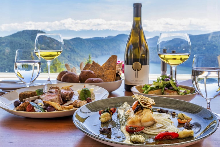 Alpina Restaurant dining, food, wine, view