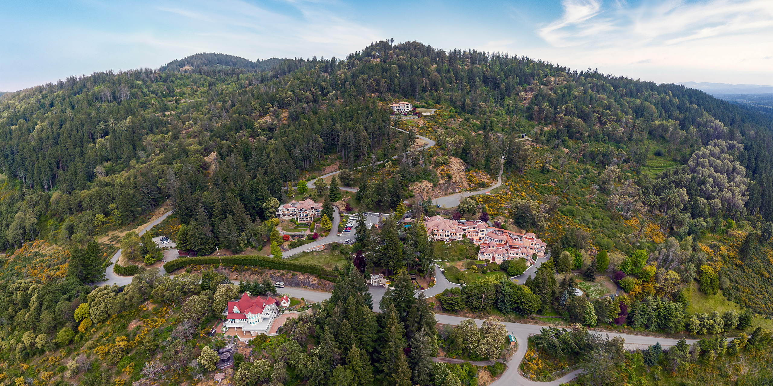 Villa Eyrie Resort property aerial drone shot.