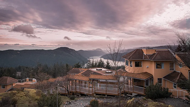 The FIFA 2026 Proximity Hack: Why the Malahat is Closer to the Action Than You Think 4 Villa Eyrie Resort at sunset on the Malahat — Vancouver FIFA World Cup 2026 accommodation on Vancouver Island